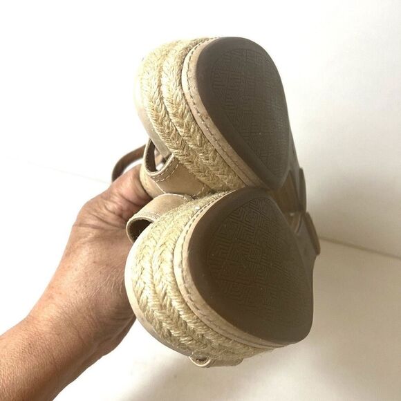 Clarks Indigo Rope Wedge Sandal Casual Women 10M Tan Leather Sling Back Open Toe - Picture 7 of 11